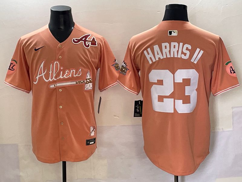 Men 2025 Atlanta Braves #23 Harris ii Orange Five generations Joint Name Nike MLB Jersey style 8->atlanta braves->MLB Jersey